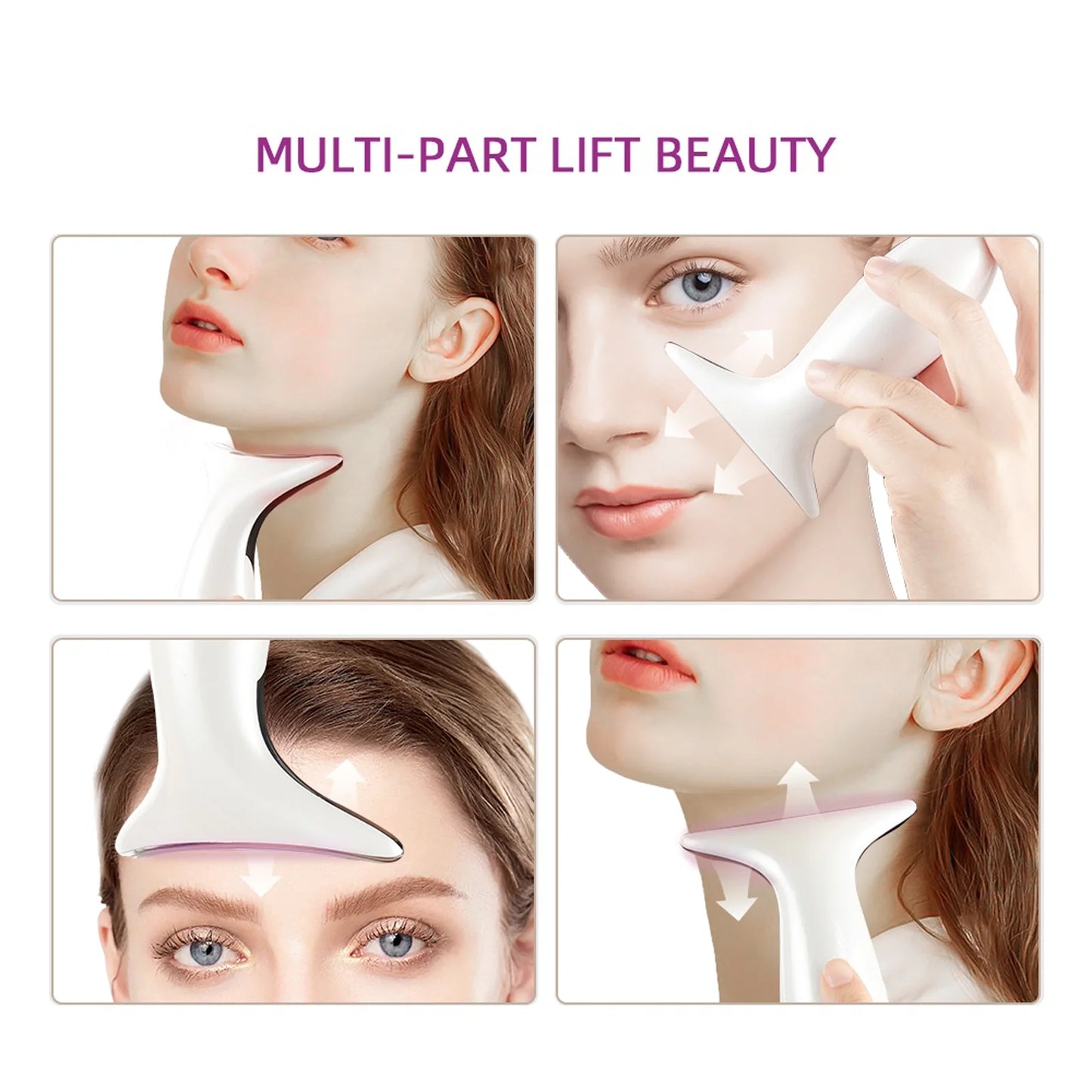 Face Neck Massager Red Light Therapy, 3 Color Facial Massager, Face 𝖲culpting Wand for Wrinkles, Skin Care, Firming, Rechargeable Beauty Tool