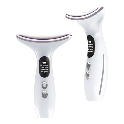 Face Neck Massager Red Light Therapy, 3 Color Facial Massager, Face 𝖲culpting Wand for Wrinkles, Skin Care, Firming, Rechargeable Beauty Tool